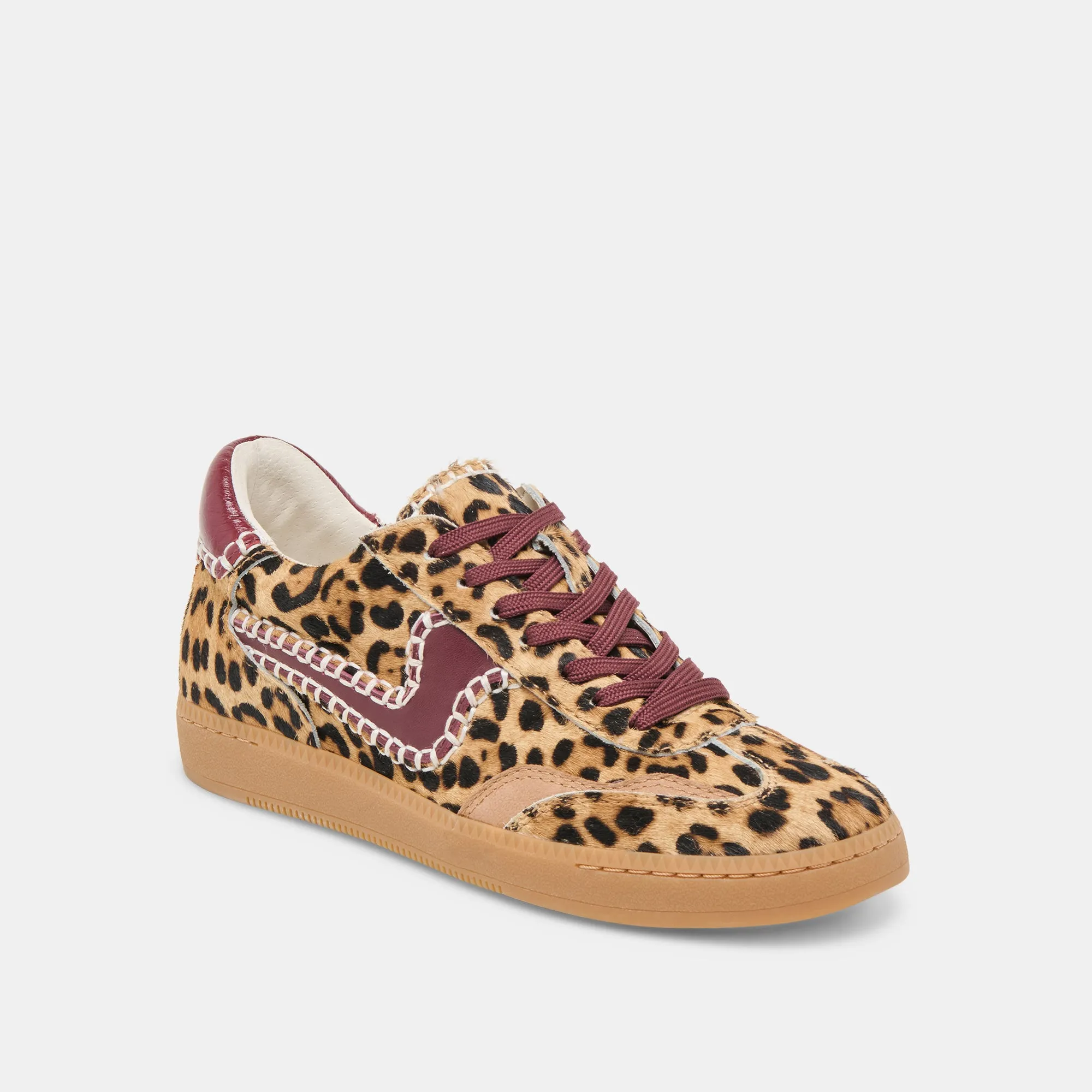 HINWEIS STITCH SNEAKERS BURGUNDER LEOPARD KALBSHAAR