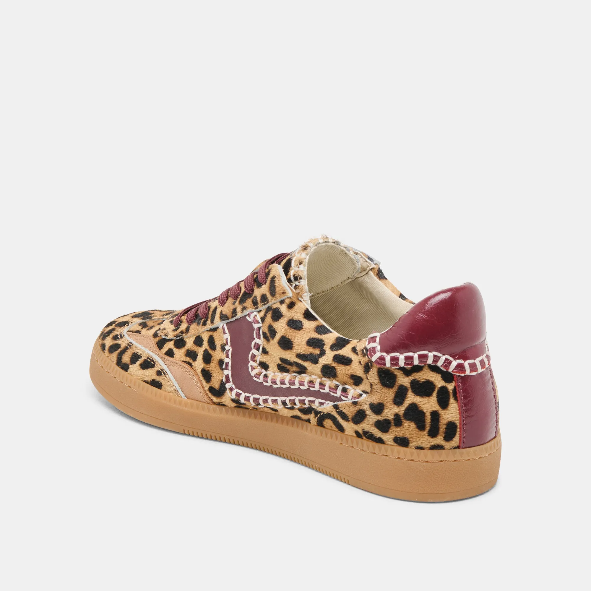 HINWEIS STITCH SNEAKERS BURGUNDER LEOPARD KALBSHAAR