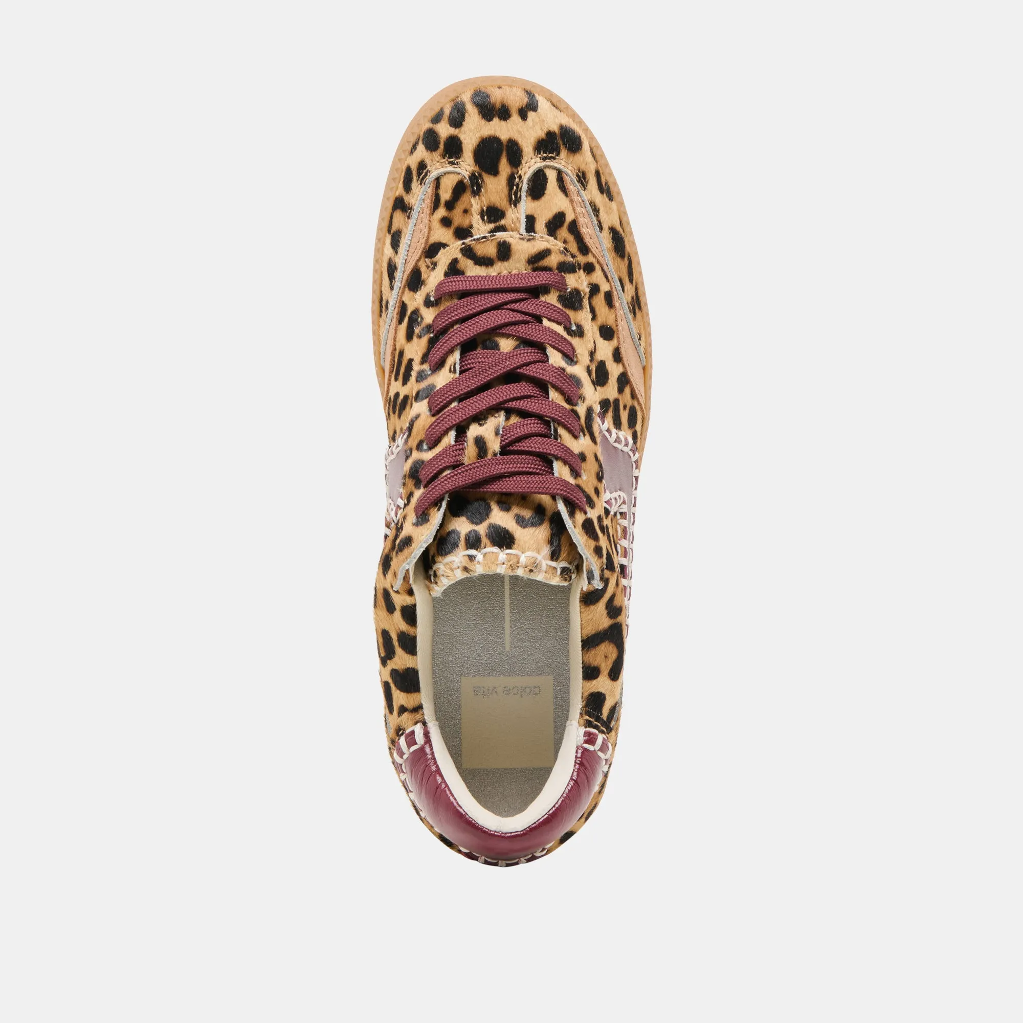 HINWEIS STITCH SNEAKERS BURGUNDER LEOPARD KALBSHAAR