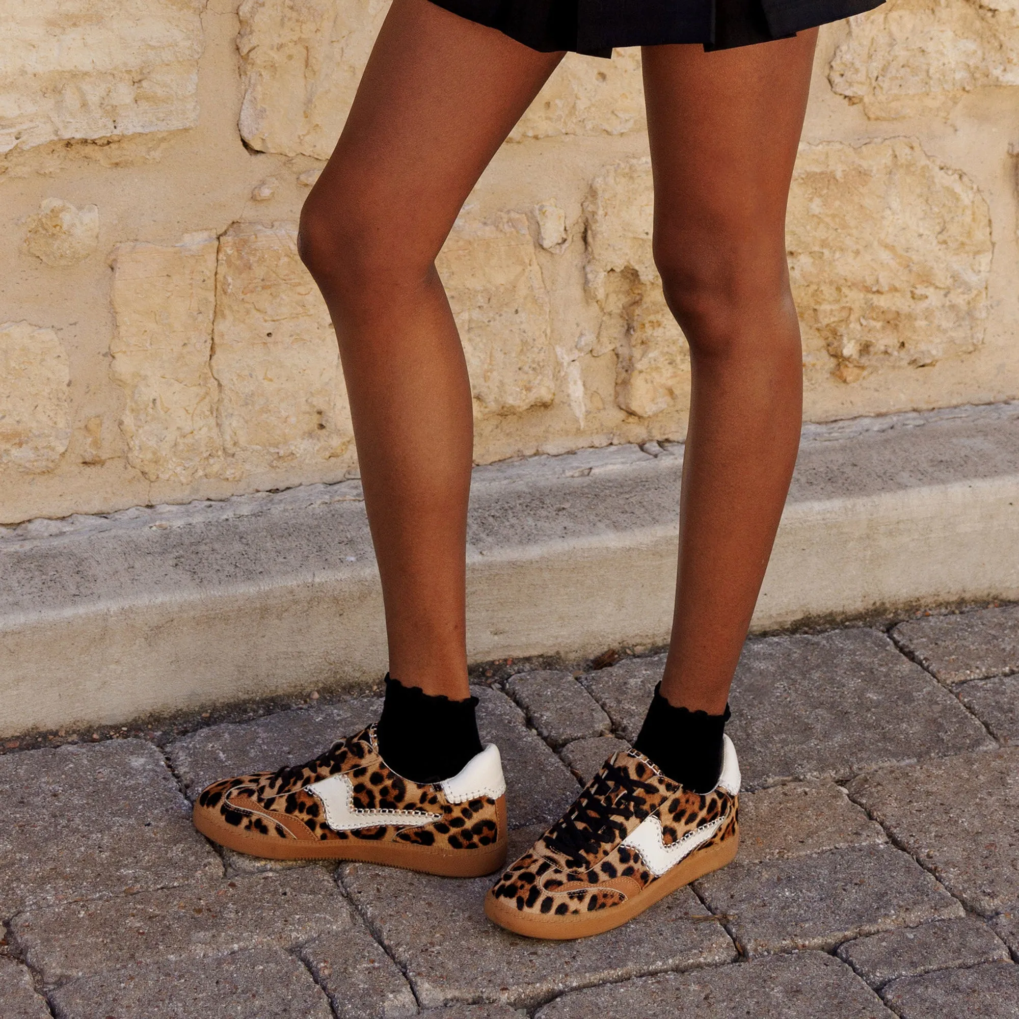 HINWEIS STITCH SNEAKERS DK LEOPARD KALBSHAAR