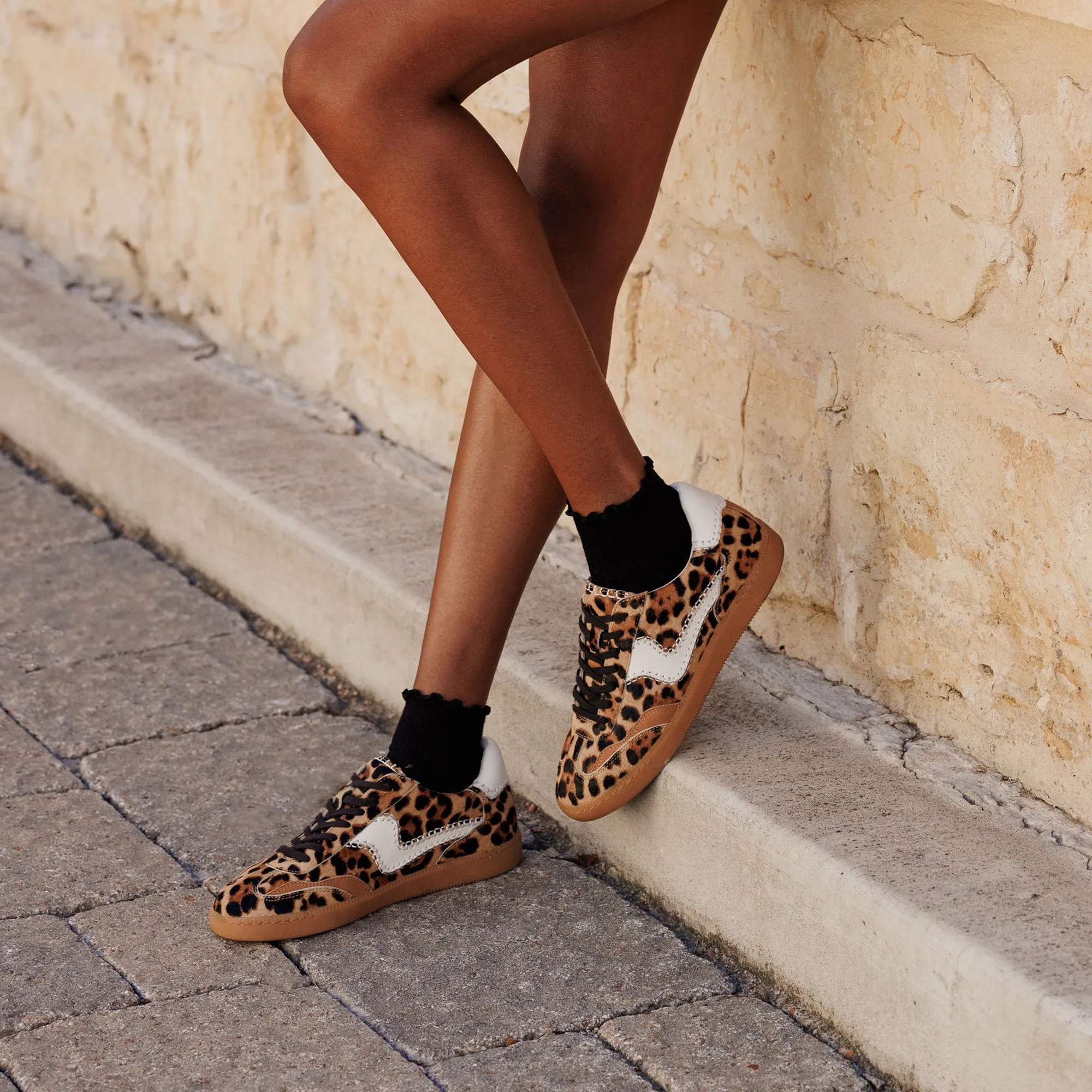 HINWEIS STITCH SNEAKERS DK LEOPARD KALBSHAAR