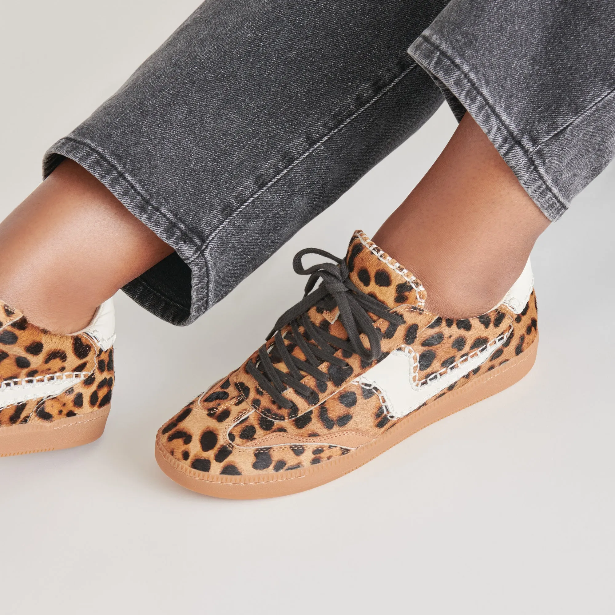 HINWEIS STITCH SNEAKERS DK LEOPARD KALBSHAAR