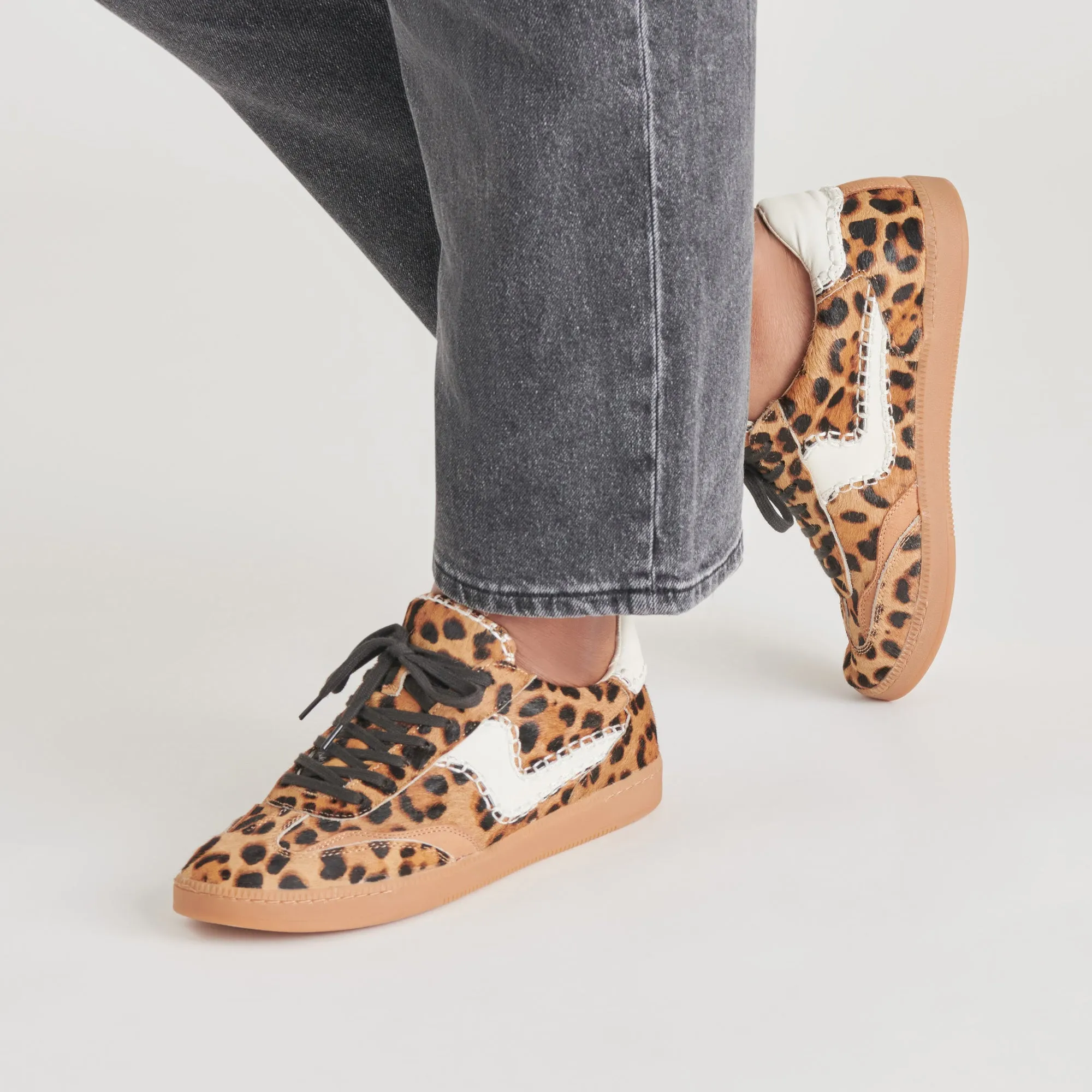 HINWEIS STITCH SNEAKERS DK LEOPARD KALBSHAAR