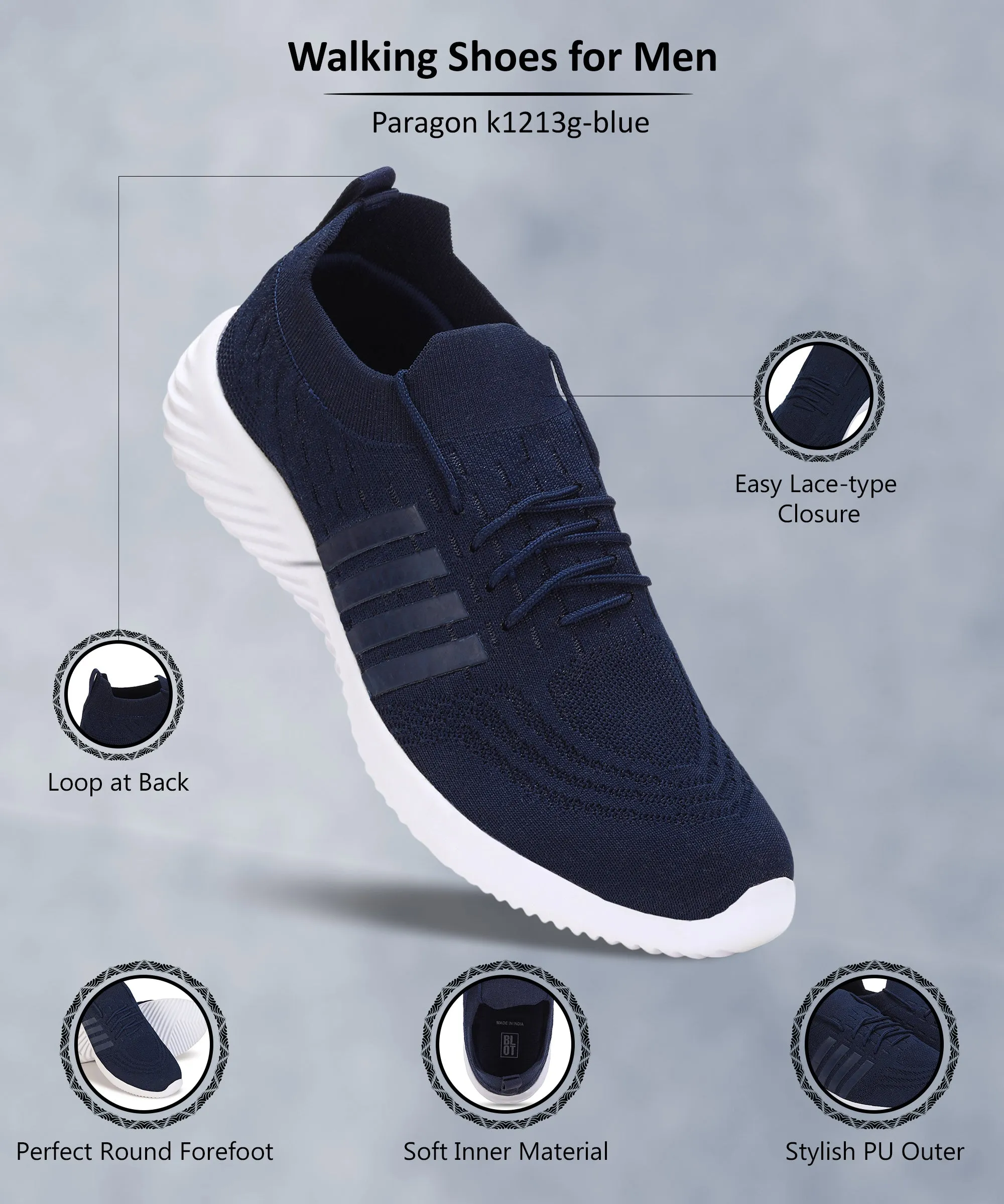 Paragon K1213G Herren Schuhe zum Laufen, Joggen, Training, Cricket, Fitnessstudio, Sport | Sportliche Schuhe mit bequemer gepolsterter Sohle für den täglichen Outdoor-Einsatz