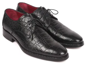 Paul Parkman Schuhe Paul Parkman Derby-Schuhe mit Krokoprägung aus Kalbsleder und Goodyear-Brandsohle in Schwarz