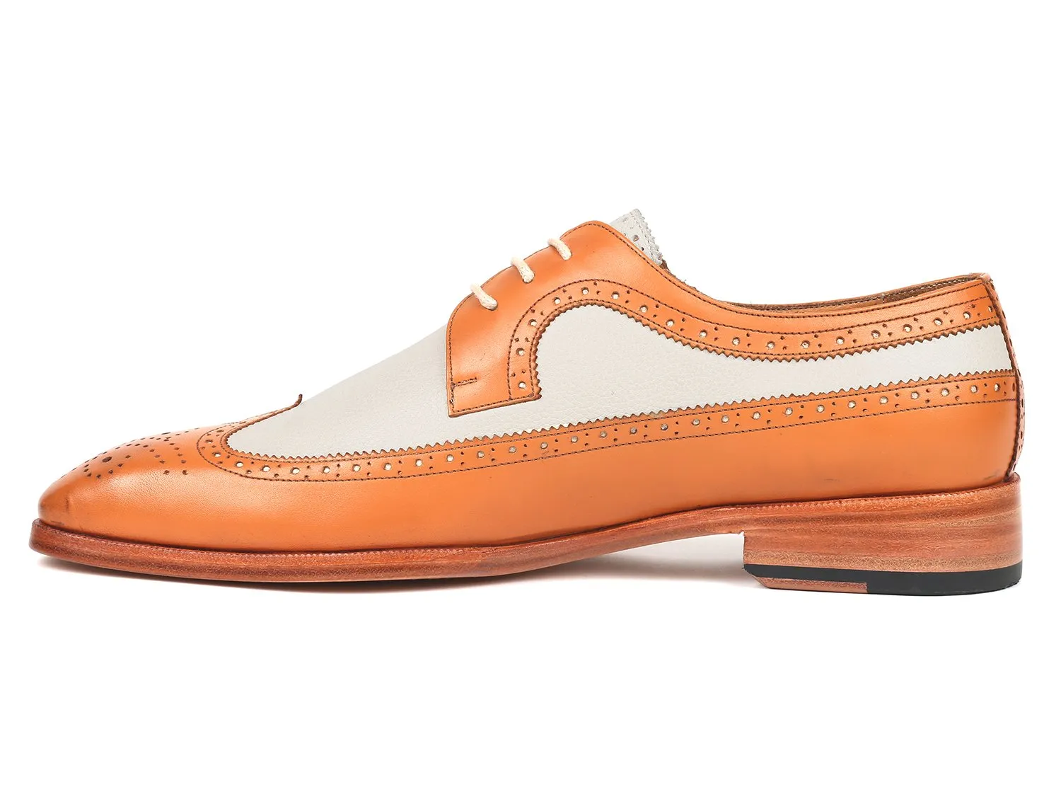 Paul Parkman Schuhe Paul Parkman Zweifarbige Wingtip Derby Schuhe in Cognac & Creme