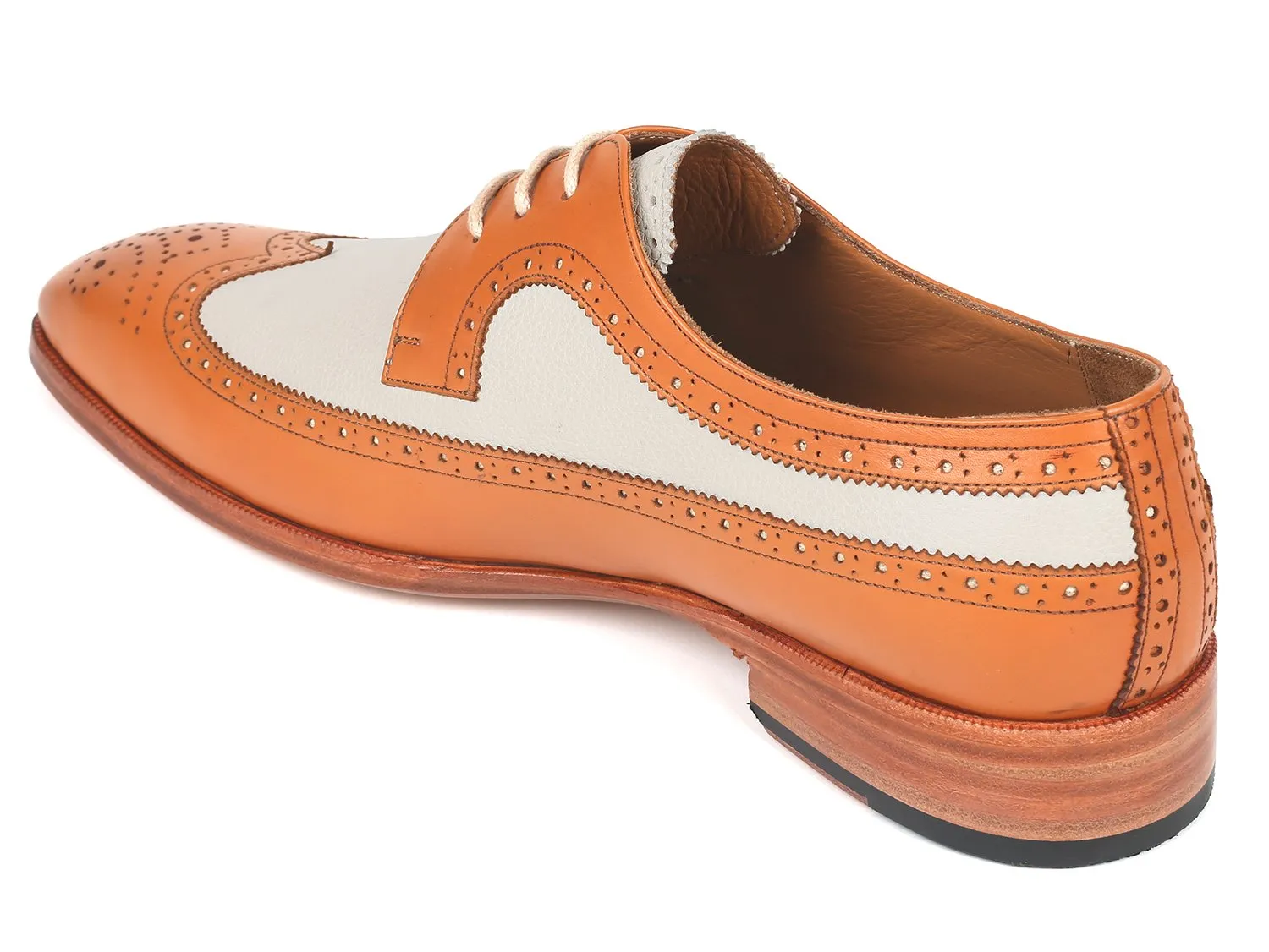 Paul Parkman Schuhe Paul Parkman Zweifarbige Wingtip Derby Schuhe in Cognac & Creme