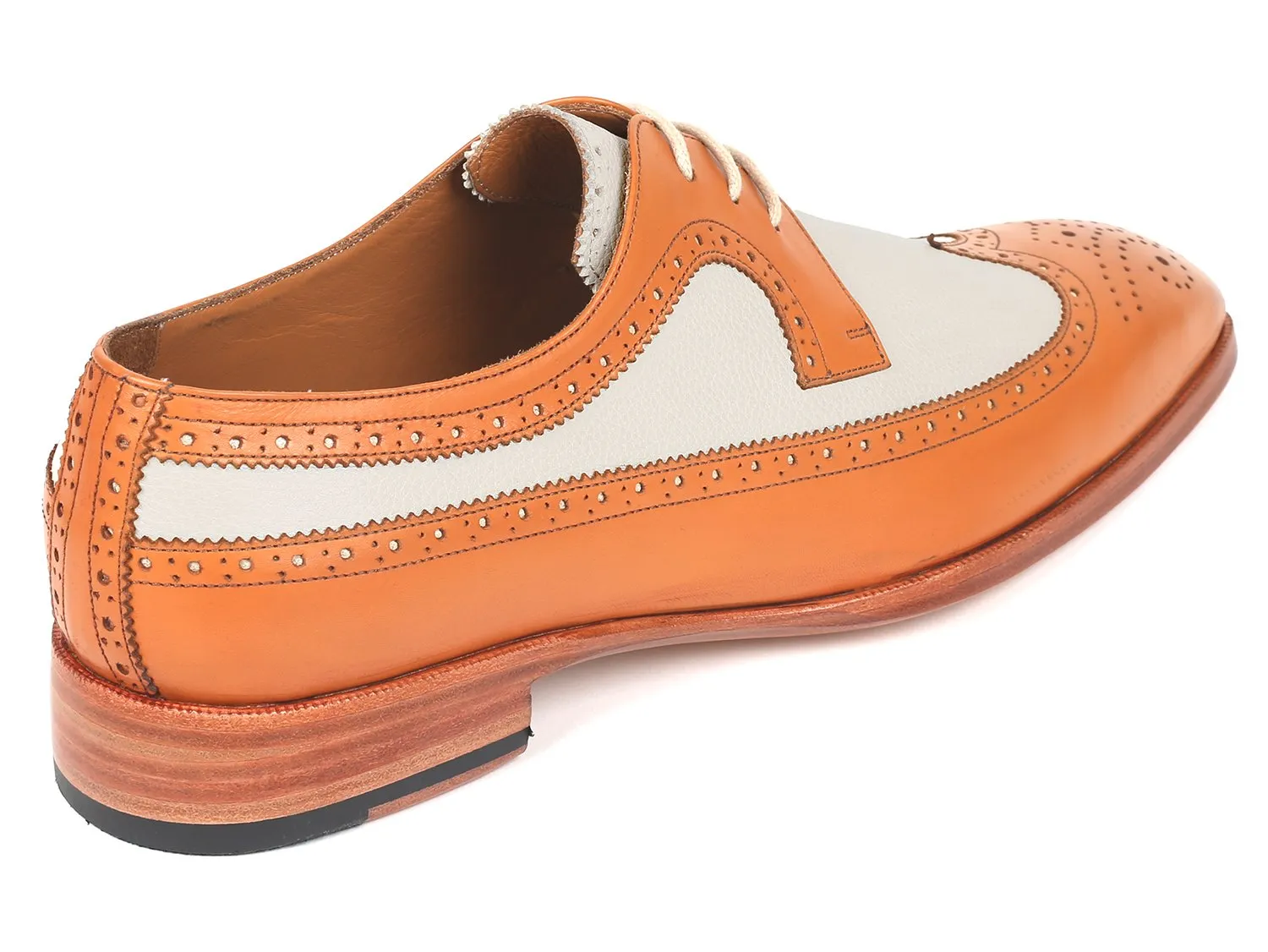 Paul Parkman Schuhe Paul Parkman Zweifarbige Wingtip Derby Schuhe in Cognac & Creme