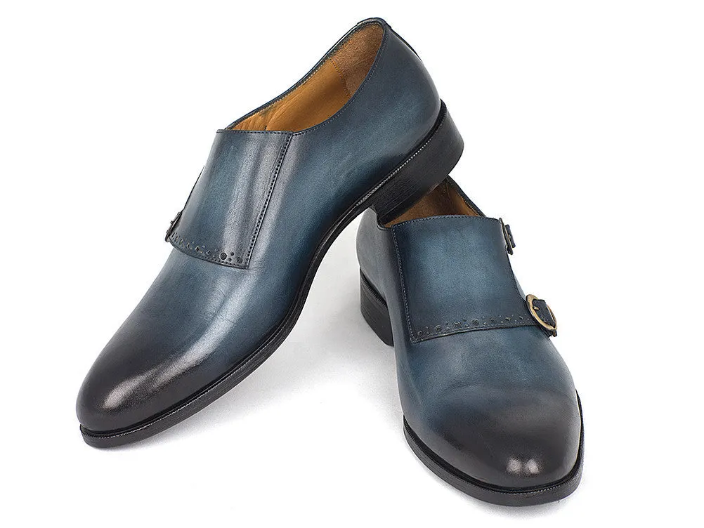 Paul Parkman Schuhe Paul Parkman Handbemalte Leder-Doppelmonkstrap-Schuhe in Marineblau