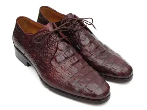 Paul Parkman Schuhe Paul Parkman Herren Derby-Schuhe aus Krokodilgeprägtem Leder in Braun & Bordeaux