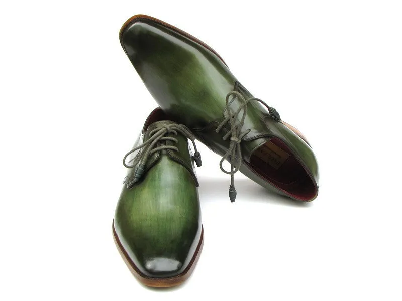 Paul Parkman Schuhe Paul Parkman Herren-Handbemalte Leder Derby-Schuhe in Grün