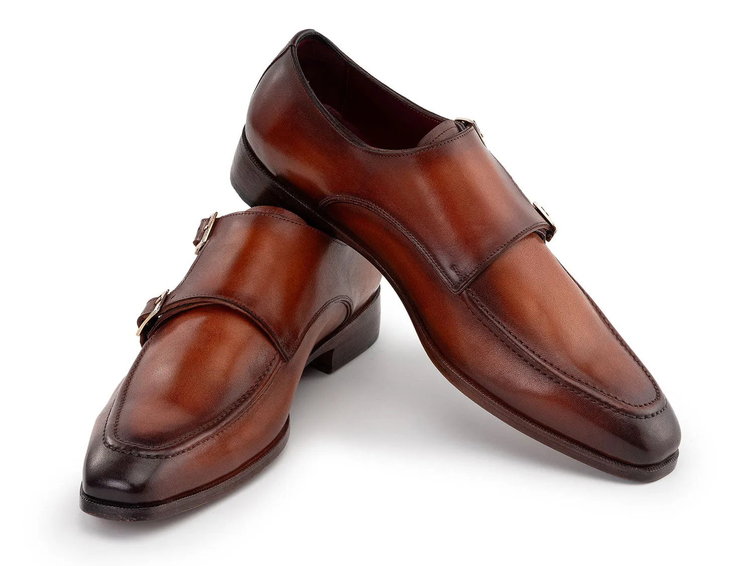 Paul Parkman Schuhe Paul Parkman Herren-Lederschuhe Doppelmonkstrap in Braun