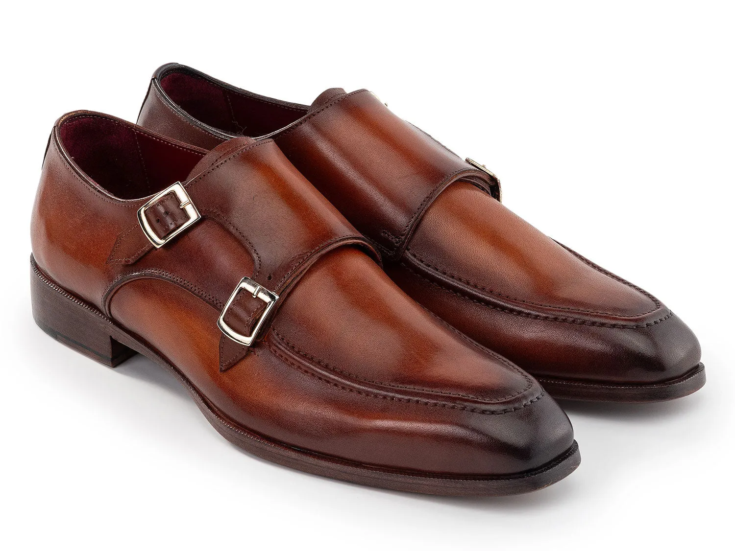 Paul Parkman Schuhe Paul Parkman Herren-Lederschuhe Doppelmonkstrap in Braun