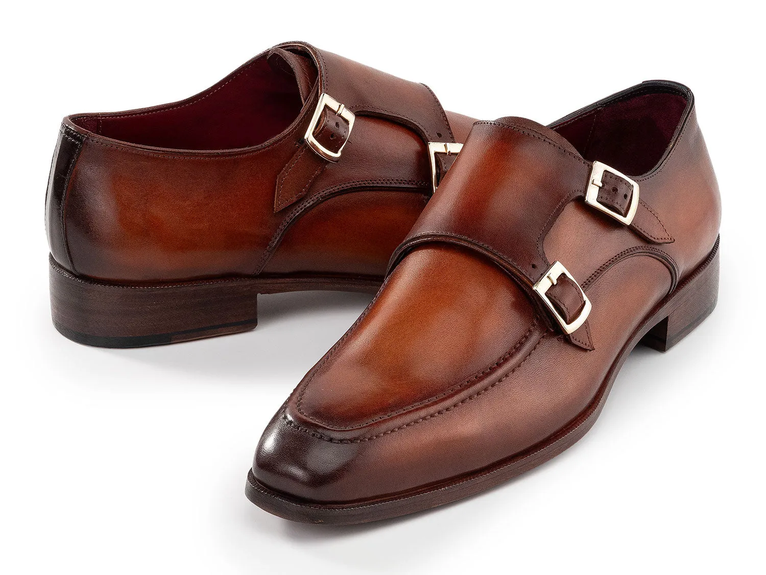 Paul Parkman Schuhe Paul Parkman Herren-Lederschuhe Doppelmonkstrap in Braun