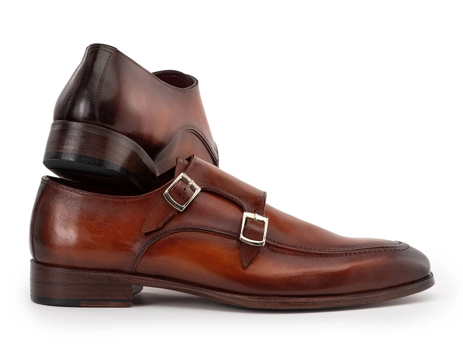 Paul Parkman Schuhe Paul Parkman Herren-Lederschuhe Doppelmonkstrap in Braun