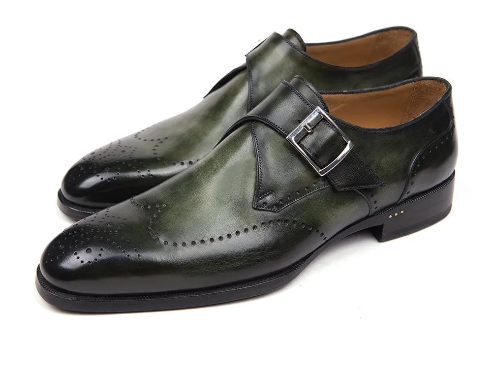 Paul Parkman Schuhe Paul Parkman Herren Wingtip Single Monkstrap in Grün