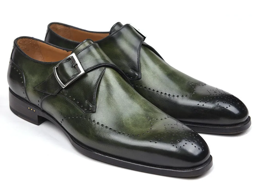 Paul Parkman Schuhe Paul Parkman Herren Wingtip Single Monkstrap in Grün