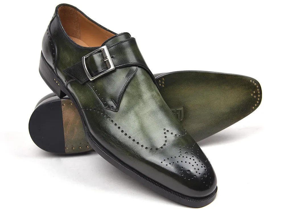 Paul Parkman Schuhe Paul Parkman Herren Wingtip Single Monkstrap in Grün
