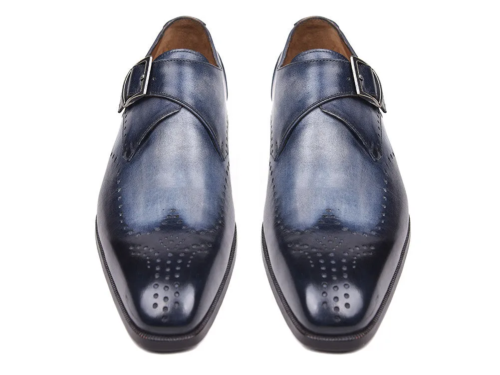 Paul Parkman Schuhe Paul Parkman Herren Wingtip Single Monkstrap in Marineblau