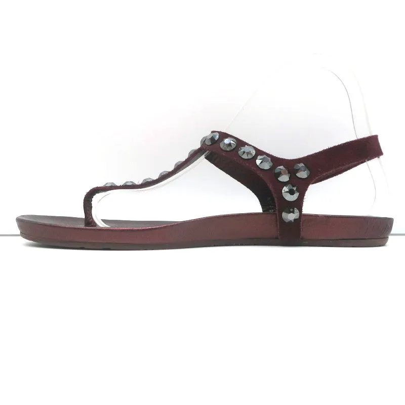 Pedro Garcia Judith Pailletten-Baumwoll-Sandalen in Burgunderrot Wildleder Größe 38.5