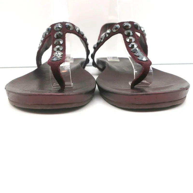 Pedro Garcia Judith Pailletten-Baumwoll-Sandalen in Burgunderrot Wildleder Größe 38.5