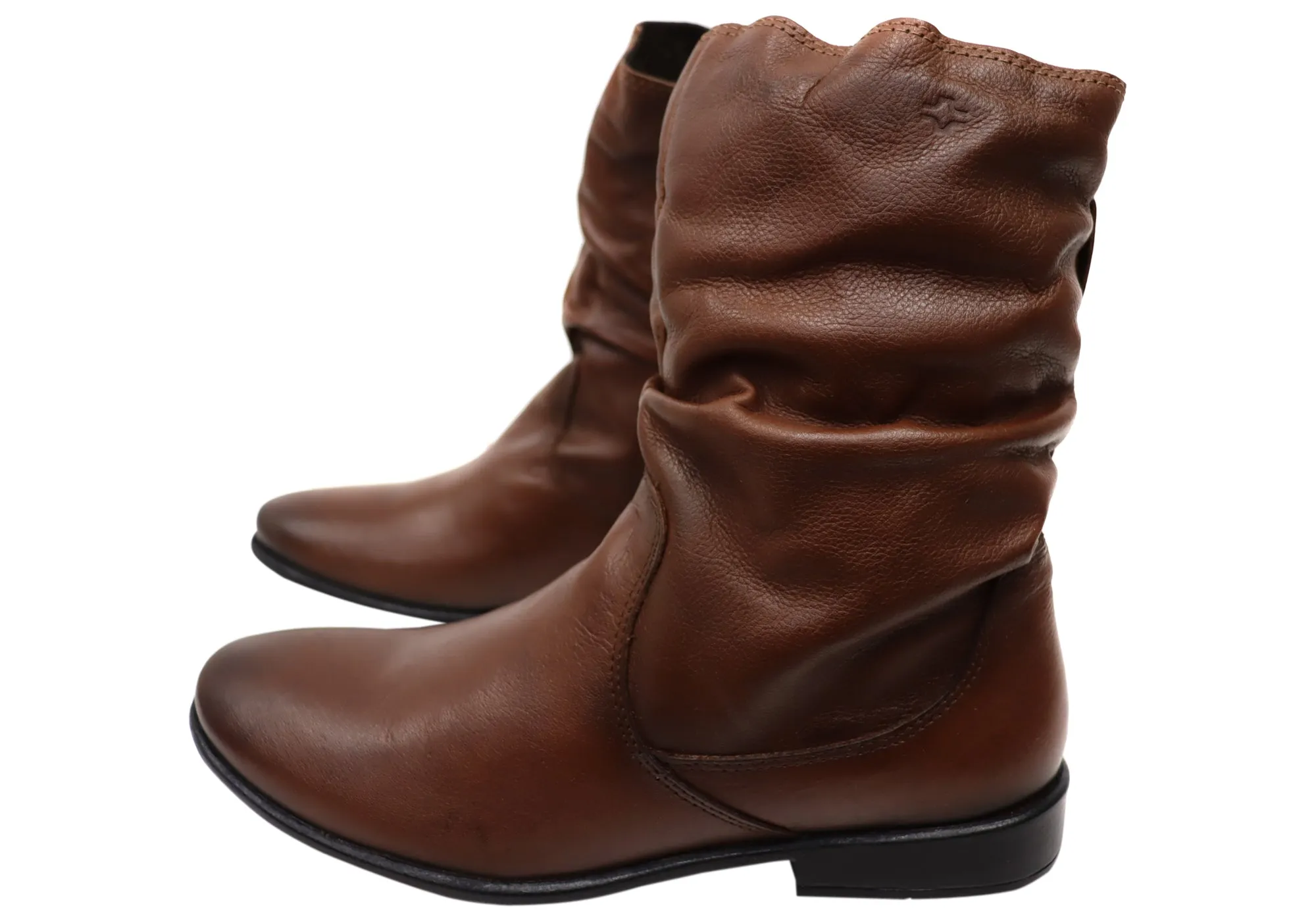 Perlatto Lucia Damen Brasilianische Bequeme Leder Stiefel Mittlere Wade Perlatto Schuhe