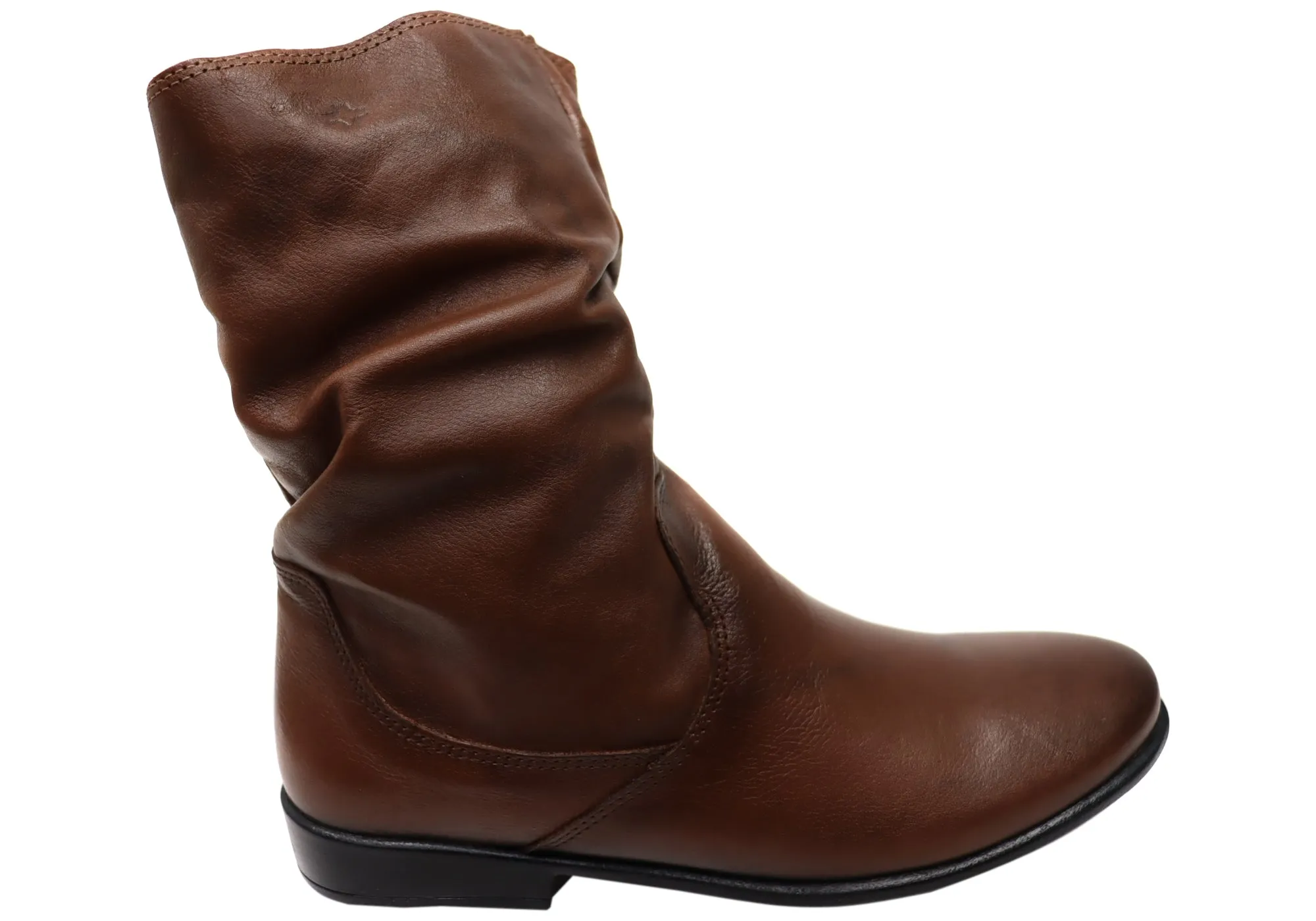 Perlatto Lucia Damen Brasilianische Bequeme Leder Stiefel Mittlere Wade Perlatto Schuhe