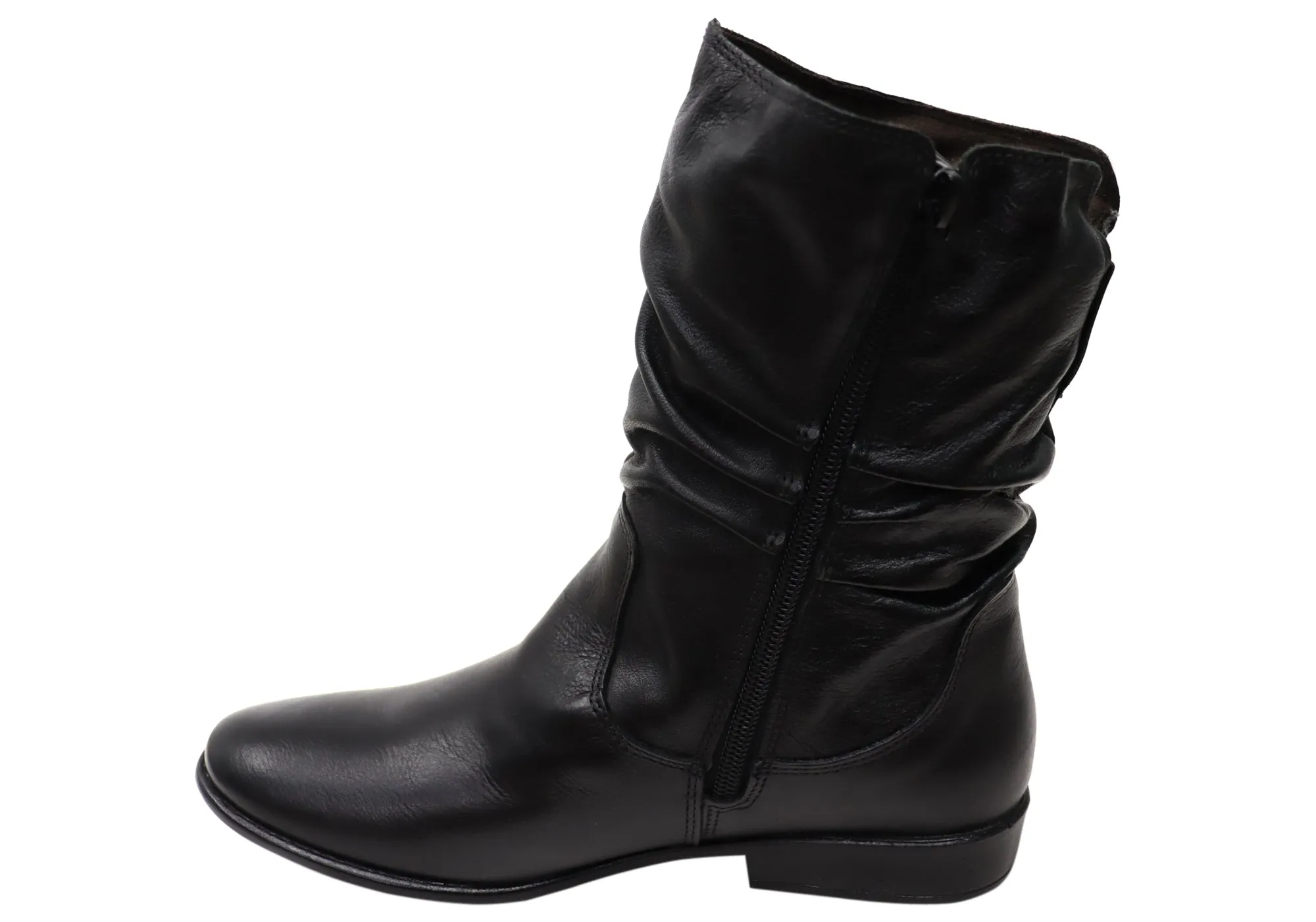 Perlatto Lucia Damen Brasilianische Bequeme Leder Stiefel Mittlere Wade Perlatto Schuhe