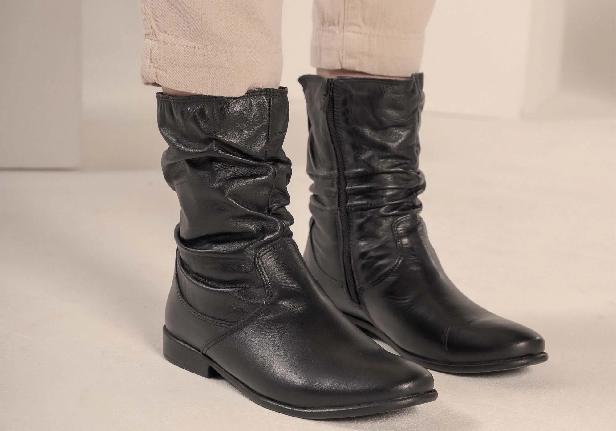 Perlatto Lucia Damen Brasilianische Bequeme Leder Stiefel Mittlere Wade Perlatto Schuhe