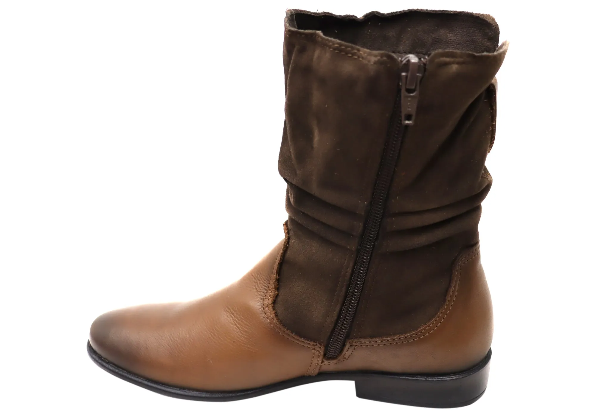 Perlatto Lucia Damen Brasilianische Bequeme Leder Stiefel Mittlere Wade Perlatto Schuhe