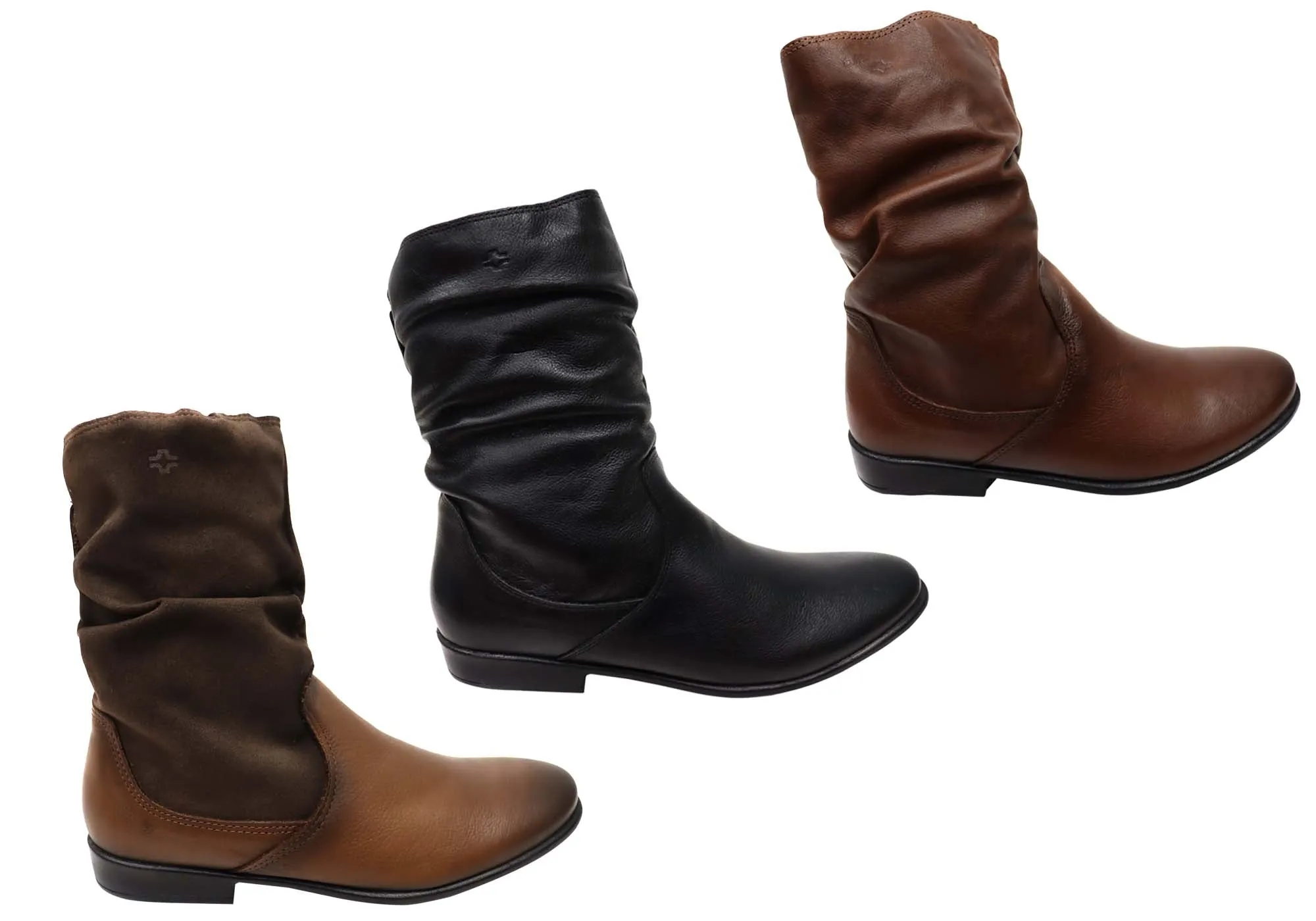 Perlatto Lucia Damen Brasilianische Bequeme Leder Stiefel Mittlere Wade Perlatto Schuhe