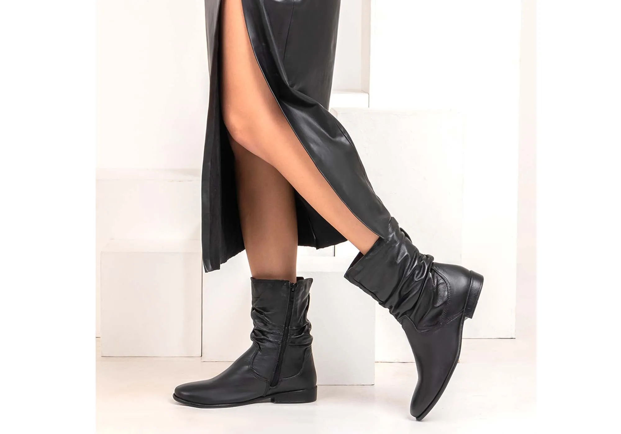 Perlatto Lucia Damen Brasilianische Bequeme Leder Stiefel Mittlere Wade Perlatto Schuhe