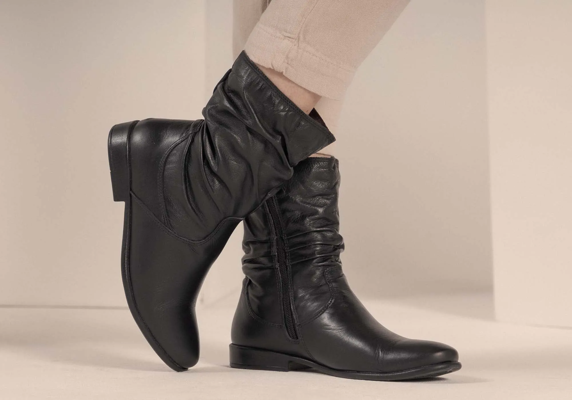 Perlatto Lucia Damen Brasilianische Bequeme Leder Stiefel Mittlere Wade Perlatto Schuhe