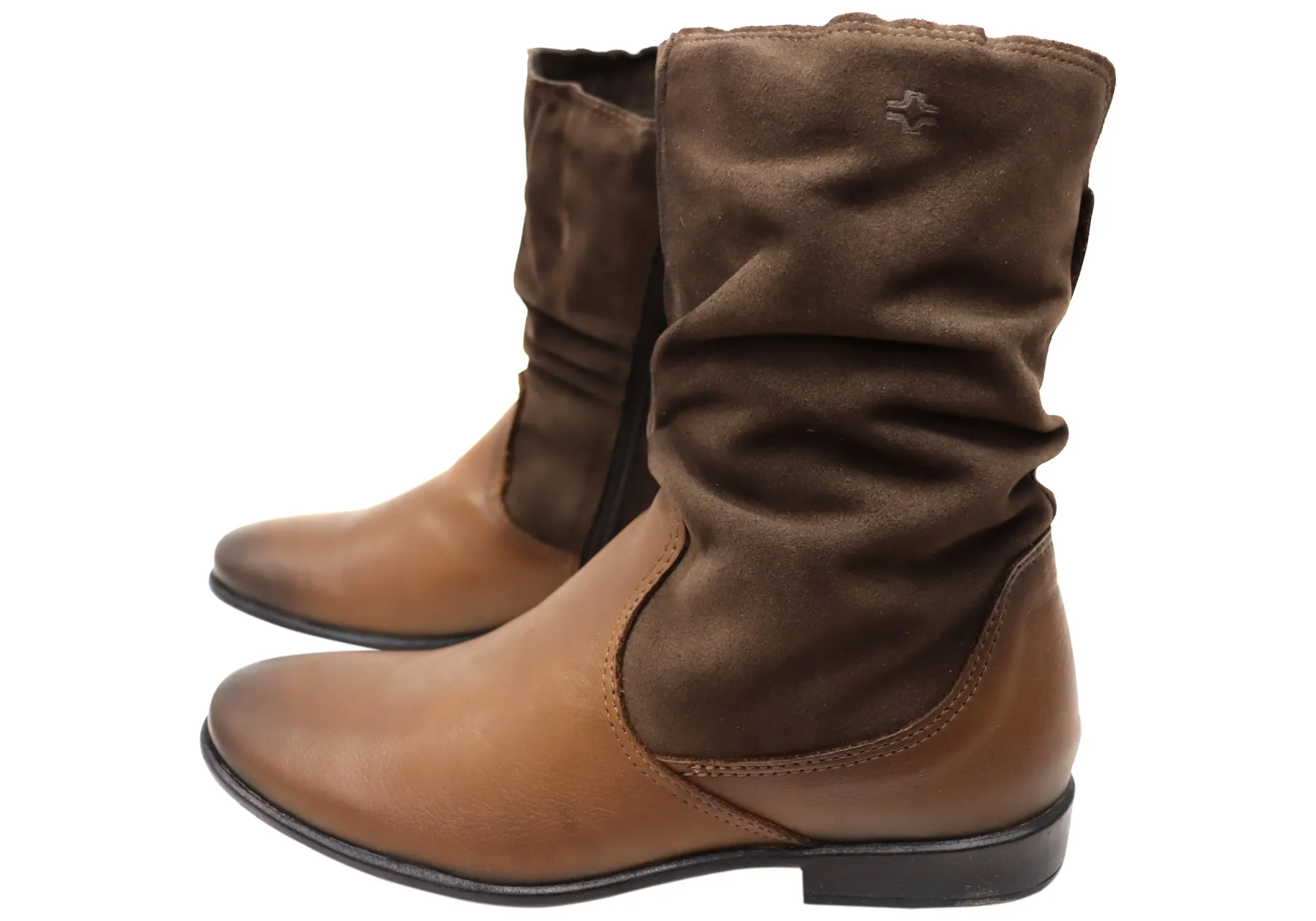 Perlatto Lucia Damen Brasilianische Bequeme Leder Stiefel Mittlere Wade Perlatto Schuhe