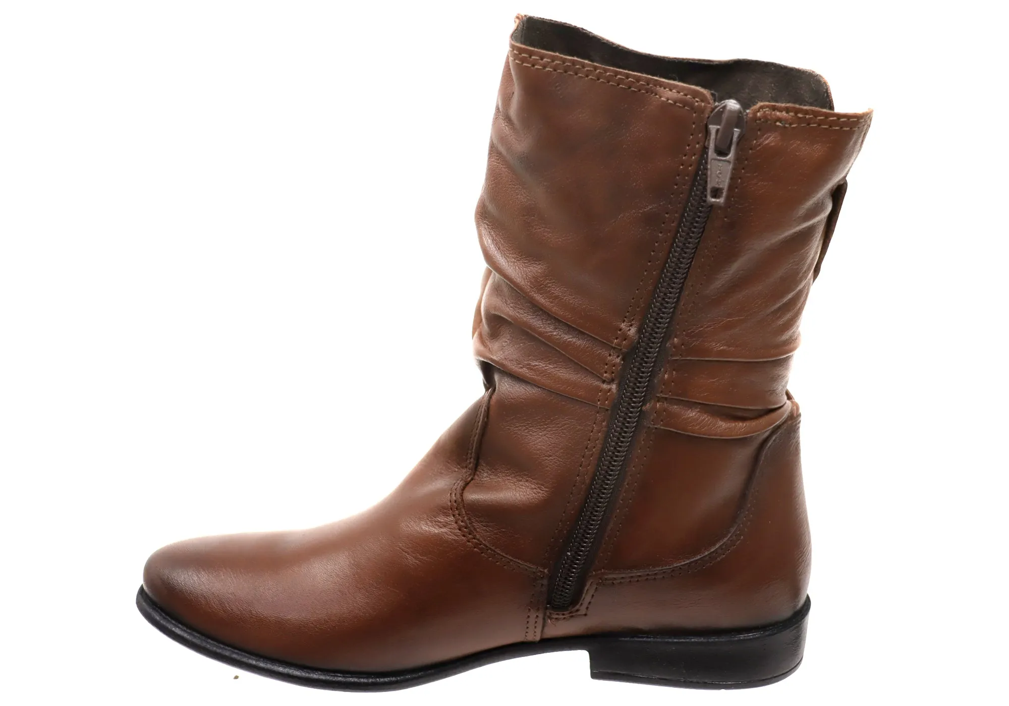 Perlatto Lucia Damen Brasilianische Bequeme Leder Stiefel Mittlere Wade Perlatto Schuhe