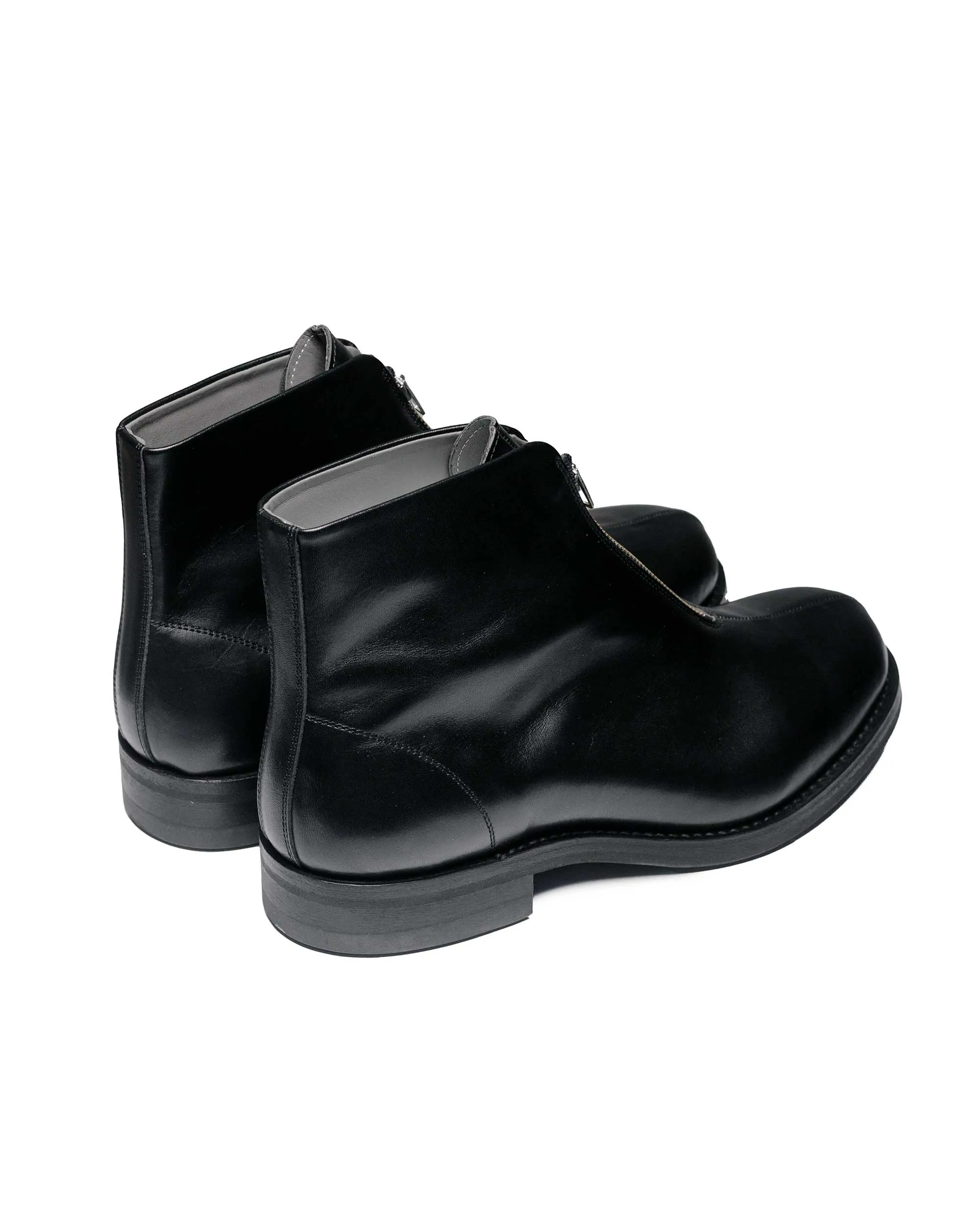 Phigvel Lady White Co. Aviator Reißverschluss Stiefel Kalbsleder Schwarz