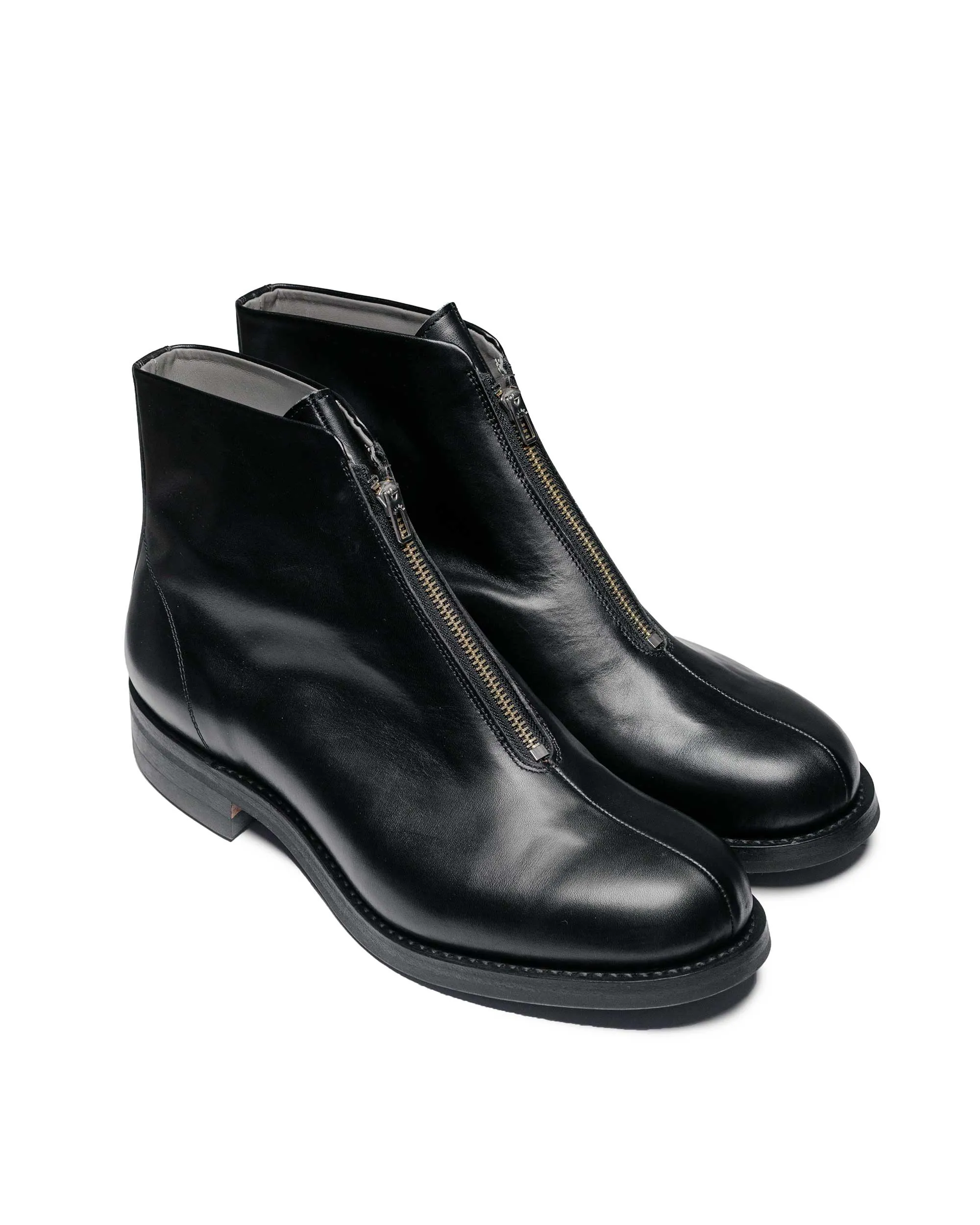 Phigvel Lady White Co. Aviator Reißverschluss Stiefel Kalbsleder Schwarz