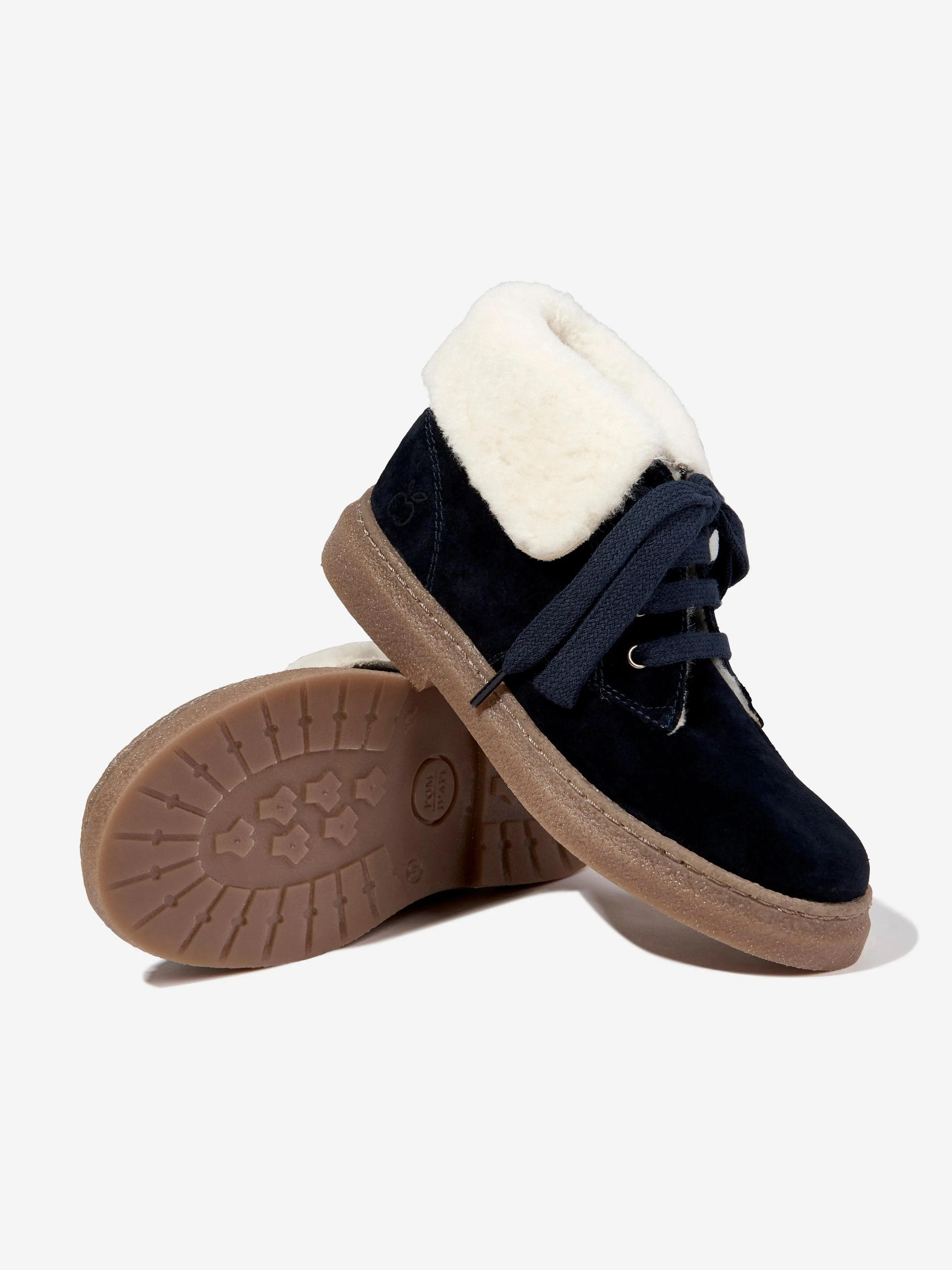 Pom D'Api Kids Schaffell Trix Pelzstiefel in Marine