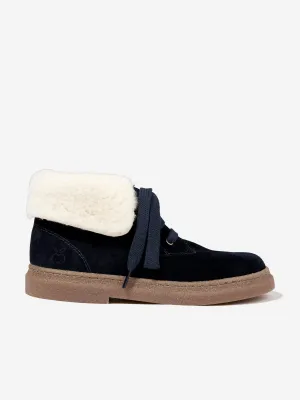 Pom D'Api Kids Schaffell Trix Pelzstiefel in Marine