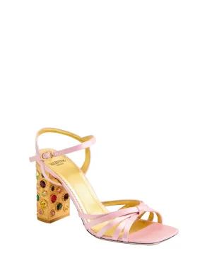 Preshoes Kristall Satin Sandale in Multicolor und Rosa