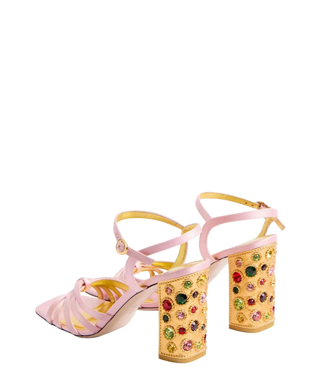 Preshoes Kristall Satin Sandale in Multicolor und Rosa