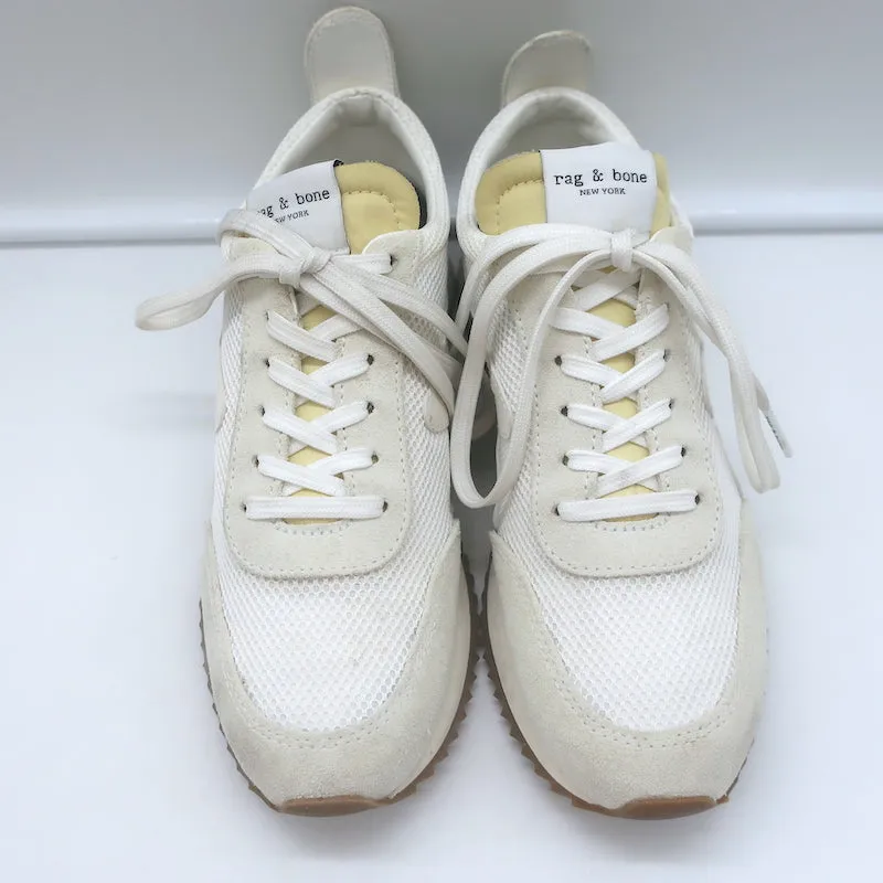 Rag & Bone Retro Low-Top Laufschuhe Weißes Mesh & Off-White Wildleder Größe 37
