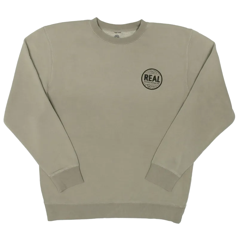 REAL Outer Banks Map Crew Sweatshirt-Zement