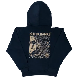 ECHTE Outer Banks Kapuzenpullover-Karte - Marineblau