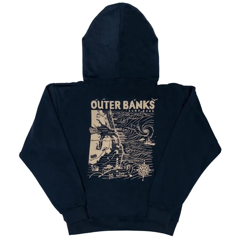 ECHTE Outer Banks Kapuzenpullover-Karte - Marineblau