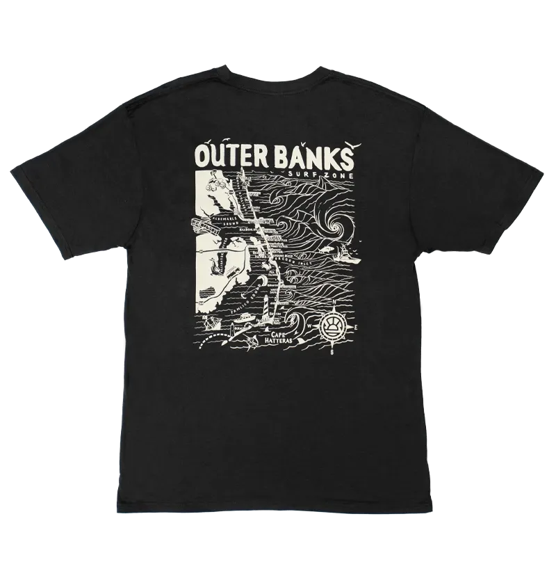 ECHTE Outer Banks Karte T-Shirt-Vintage Schwarz