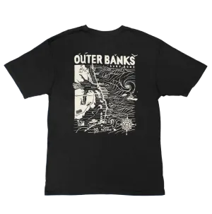 ECHTE Outer Banks Karte T-Shirt-Vintage Schwarz