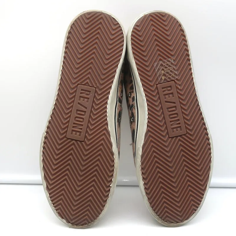 RE/DONE 70er Jahre Low-Top Skate Sneakers Verblasster Leopardenprint Leinwand Größe 40 NEU