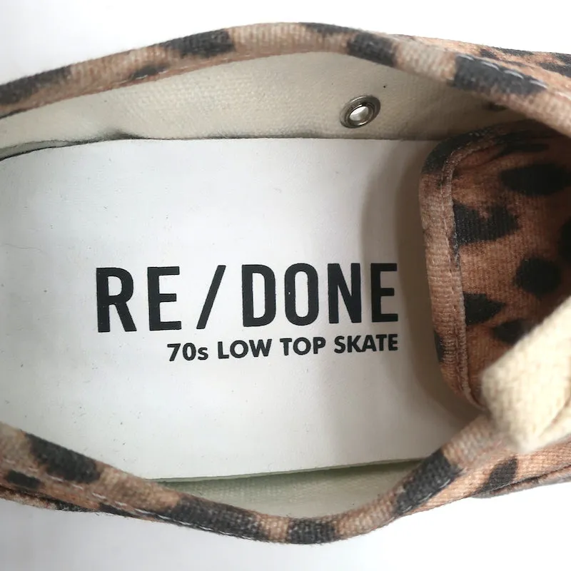 RE/DONE 70er Jahre Low-Top Skate Sneakers Verblasster Leopardenprint Leinwand Größe 40 NEU