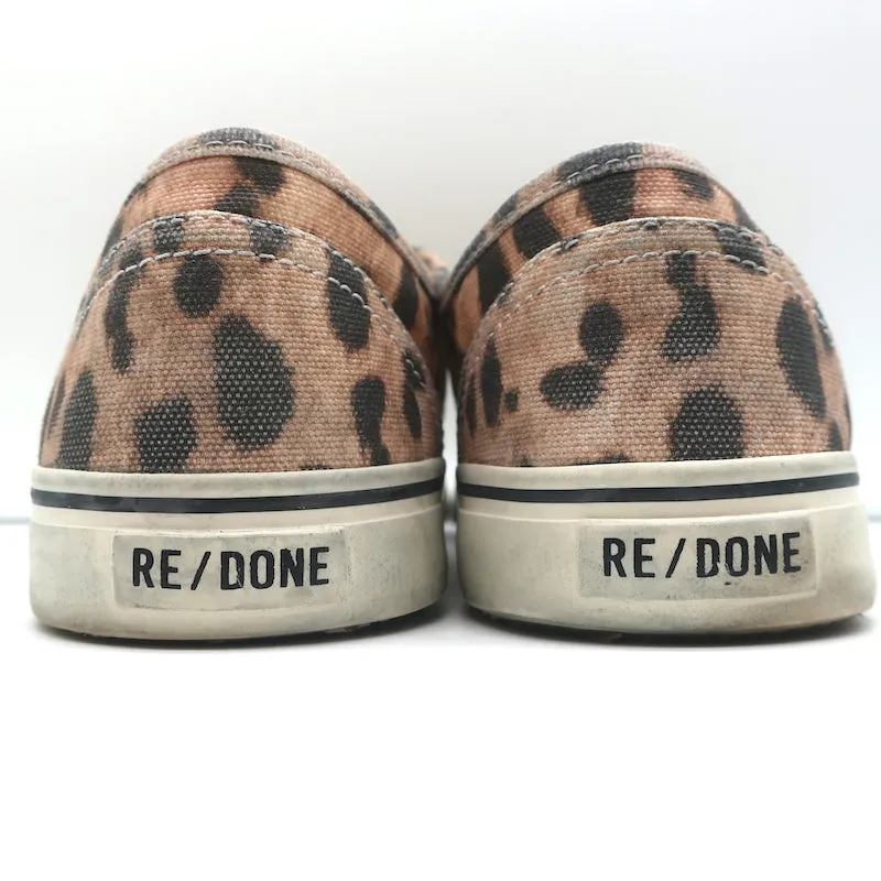 RE/DONE 70er Jahre Low-Top Skate Sneakers Verblasster Leopardenprint Leinwand Größe 40 NEU